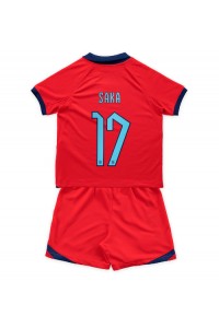 England Bukayo Saka #17 Babyklær Borte Fotballdrakt til barn VM 2022 Korte ermer (+ Korte bukser)